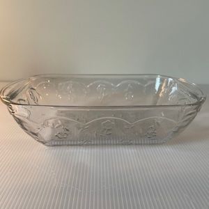 Vintage Anchor Hocking Savannah Clear Glass Loaf Dish Double Handle